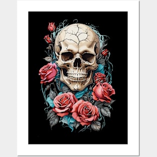 Death Skull Roses Posters and Art